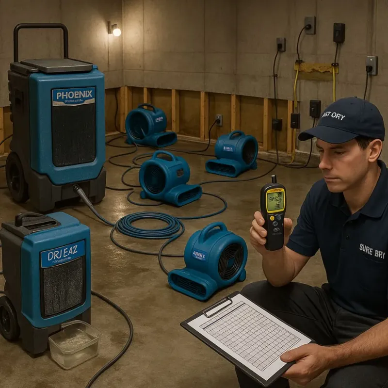 Structural Drying and Dehumidification process in Darien, WI